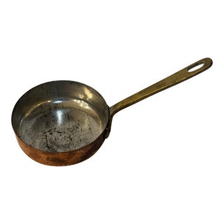 Antique 19th Century Copper Butter Warmer With Riveted Brass Handle & Tin-Lined Interior For Sale