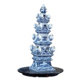 Contemporary Pagoda Form Tulipiere Vase Blue and White Chinoiserie Decorative Centerpiece For Sale
