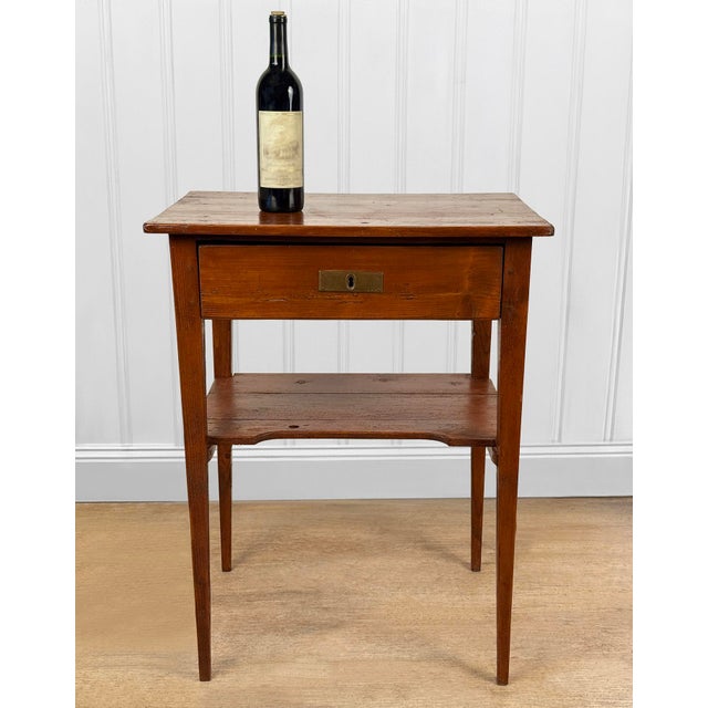 A Primitive Farmhouse Side Table Stand c. Late 19th Century Solid Pine with a Heavily Aged Finish Really Wonderful...