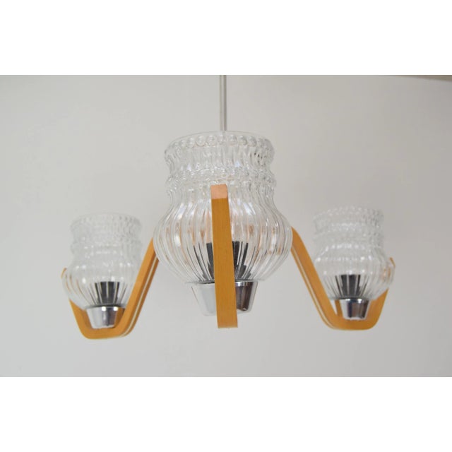 Wood Mid-Century Ceiling Lamp from Drevo Humpolec, 1970s For Sale - Image 7 of 12