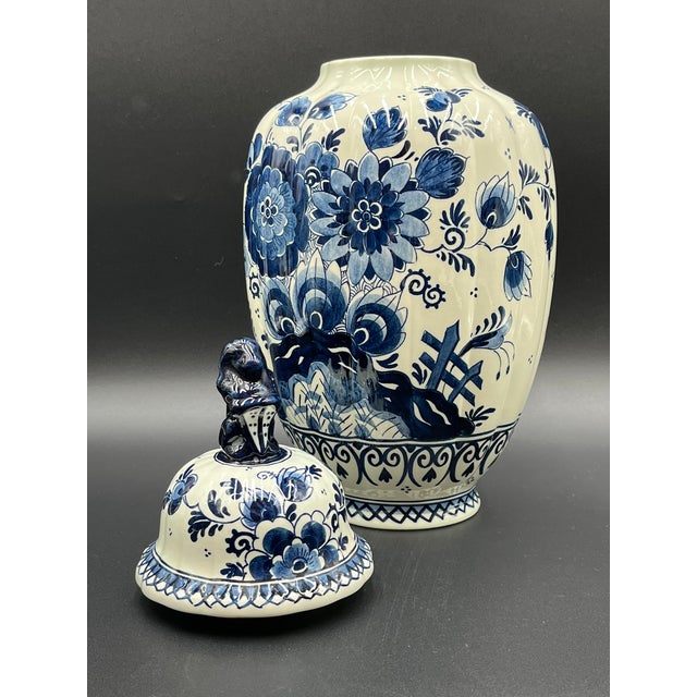 Cream Dutch Blue Royal Vase from Delft, 1960s, Set of 5 For Sale - Image 8 of 18