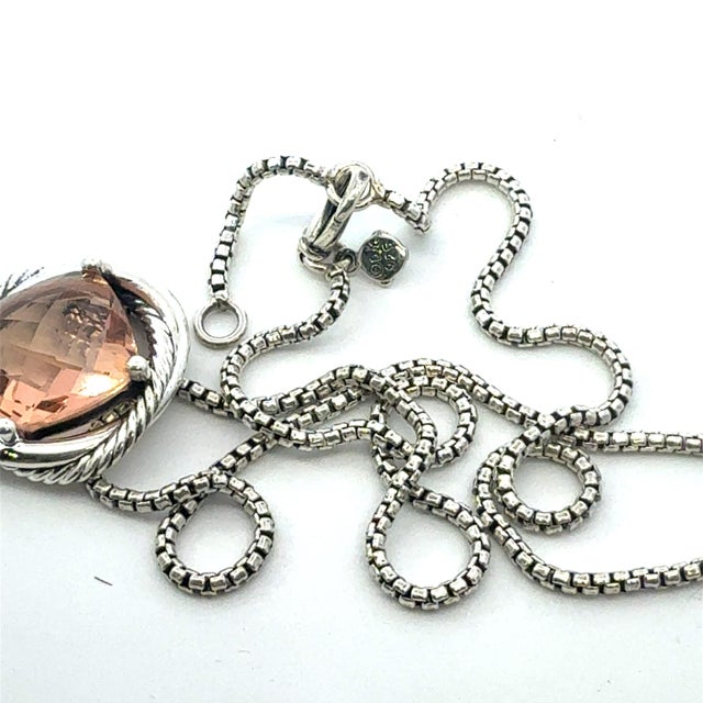 Metal 1990s David Yurman Morganite Infinity Necklace 18" 14 Mm Sterling Silver Estate For Sale - Image 7 of 8