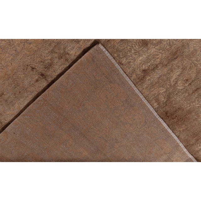 Modern Modern S10 Tibetan Brown Floral Design Silk & Wool Rug by Doris Leslie Blau For Sale - Image 3 of 11