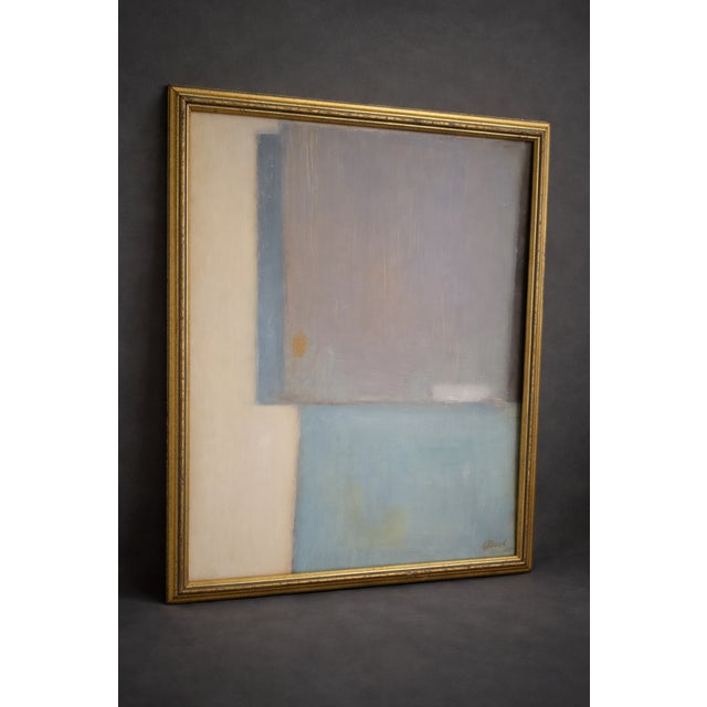 Contemporary Abstract in Soft Blue & Neutral Tones, Framed For Sale - Image 4 of 4
