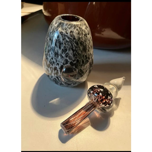 Glass 1980s Handblown Decorative Glass Bottle Glass Stopper For Sale - Image 7 of 7