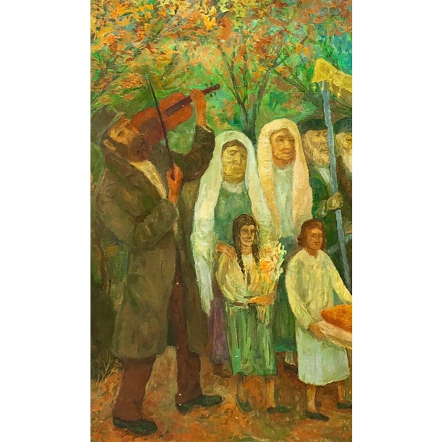 Chaïm Goldberg, Large Judaica Oil Painting, Polish Jewish Wedding in the Shtetl Chaim Goldberg, 1993 For Sale - Image 4 of 7