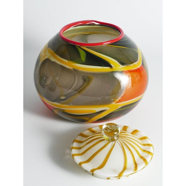 Large Studio Glass Lidded Jar by Ragnar Klenell, Sweden, 2012 For Sale - Image 6 of 18