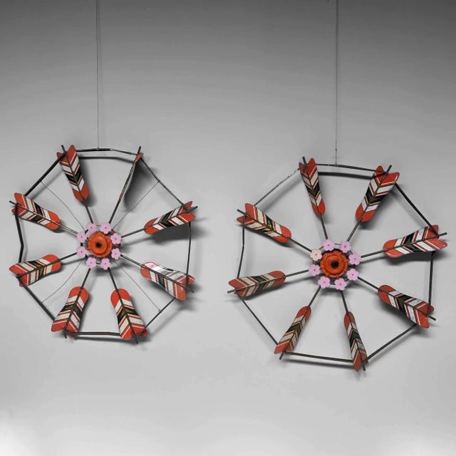 Vintage Spinning Wheels Koinobori Matsuri Wall Decoration, Japan, 1950s, Set of 2 For Sale - Image 10 of 18