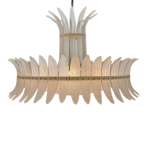 Art Deco Style Frosted Murano Glass Plume Chandelier