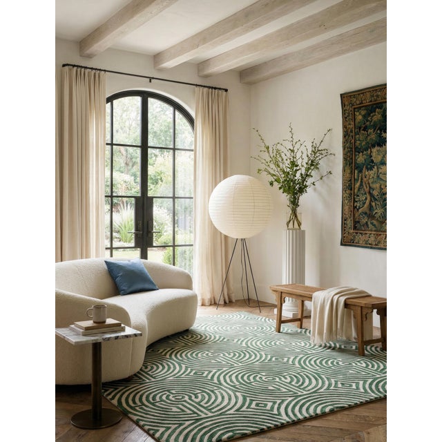 Contemporary Lucca Hand-Tufted Maze Rug, Boxwood Green, 8x10 For Sale - Image 3 of 3