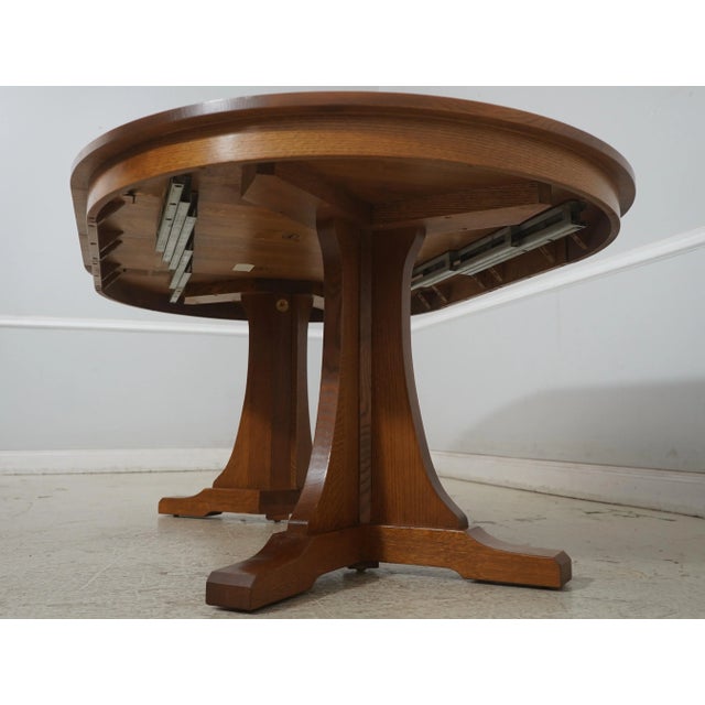 Stickley Round Mission Oak Dining Room Table For Sale - Image 16 of 18