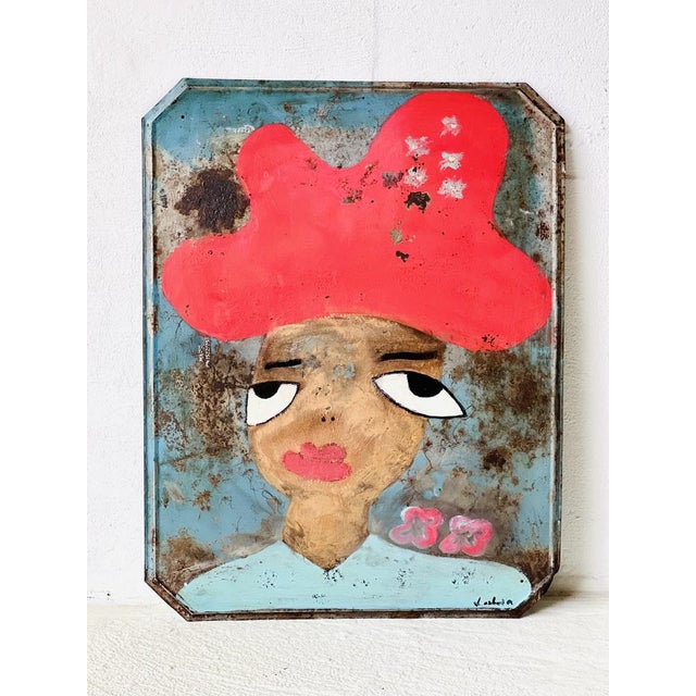 Elvira, Portrait, 2000s, Painting on Metal, in Very Good conditions. Designed from 2000