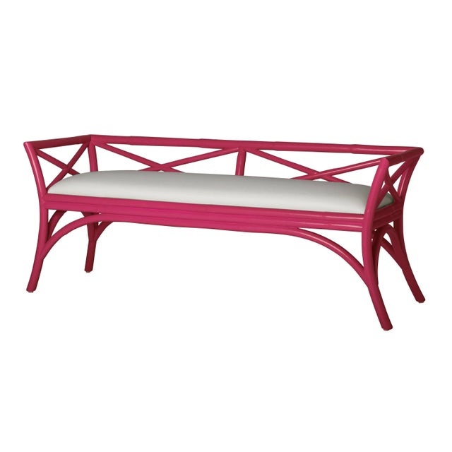 This beautifully designed bench from David Francis features a Rattan frame, mitered corners and a tight seat upholstered...