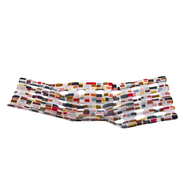 Renato Foti Large Fused Art Glass Tray This tray measures: 24 wide x 16 deep x 4 inches high Excellent Vintage Condition....