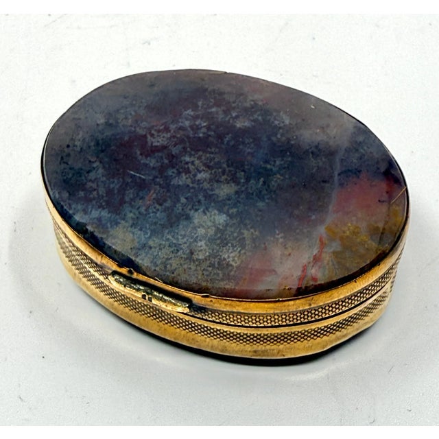19th Century 19th Century Set of 3 Victorian Snuff or Trinket Boxes Brass with Agate For Sale - Image 5 of 12
