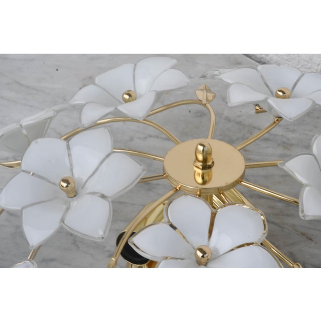 White 1940s Italian Delicious Murano Ceiling Light White Flowers For Sale - Image 8 of 15