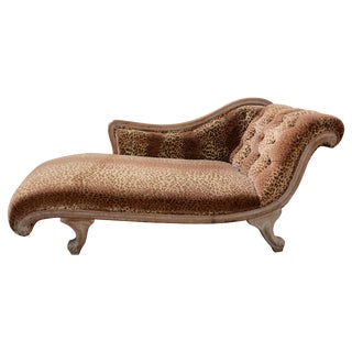 Late 19th Century French Velvet Leopard Print Chaise For Sale