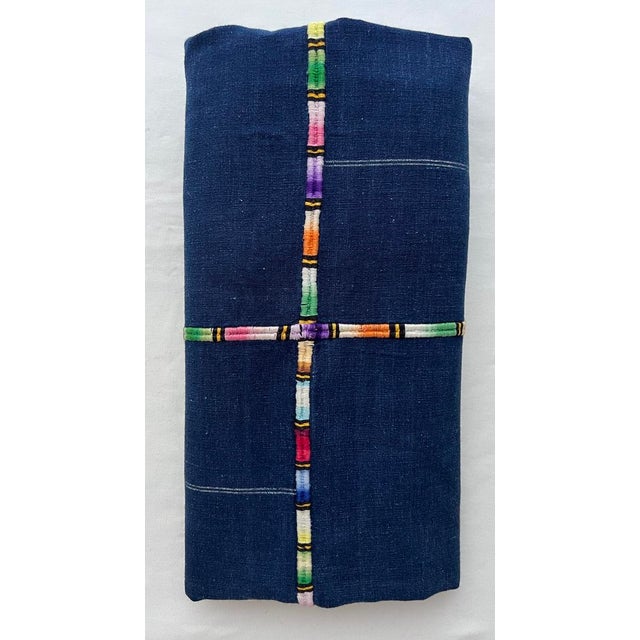 Purchased in Guatemala in late 1990’s around Lake Atitlan Guatemalan indigo textile with hand embroidered Randa in rainbow...