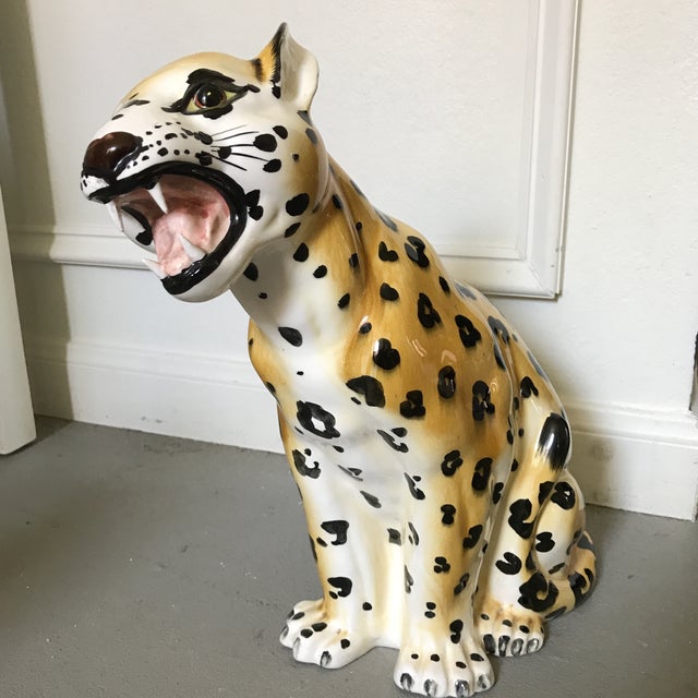 Vintage Hand Painted Leopard Statue Chairish