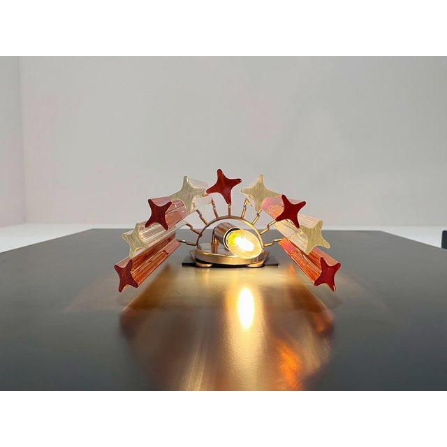 Vintage Murano Wall Sconce with 9 Clear and Amber Quadriedri, 1990s, Set of 2 For Sale - Image 12 of 14