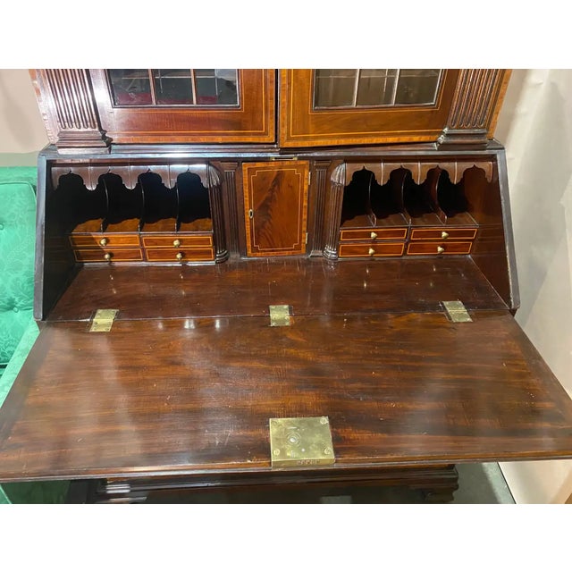 18th Century Fine Inlaid Georgian Secretary With Falconer Pediment, Probably by Gillows For Sale - Image 10 of 13