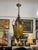 Late 20th Century Gothic Revival Style Gilt Metal + Amber Glass Lantern Pendant, Vintage For Sale - Image 5 of 12