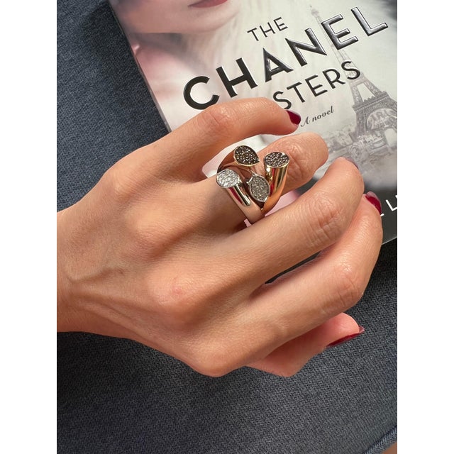 Diamond Pave Cluster Shape Mountain Peaks Unique 18 Karat Rose White Gold Ring, Size 7.5 For Sale - Image 17 of 18