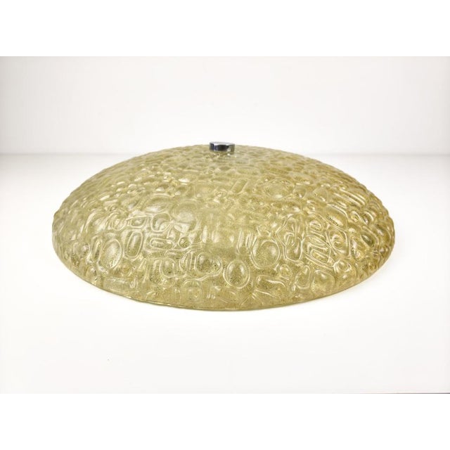 Metal Large Mid-Century Modern Textured Glass Flush Mount or Wall Light, Germany, 1970s For Sale - Image 7 of 18