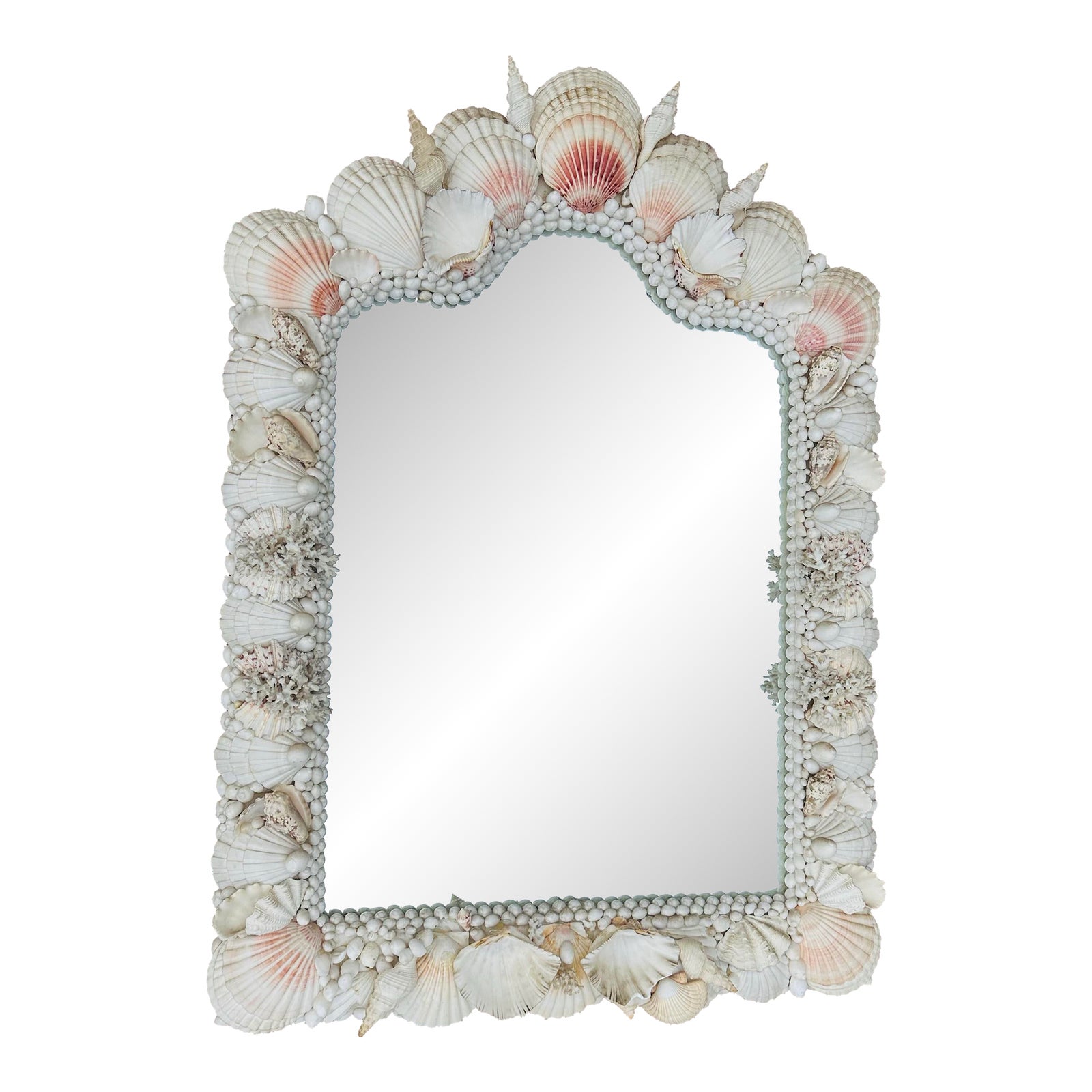Decorative mirror with shell/ceramic frame