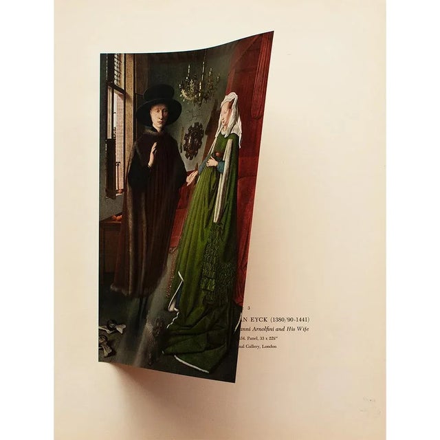 1956 After Jan Van Eyck "Giovanni Arnolfini and His Wife", Vintage Full-Color Print For Sale - Image 4 of 8