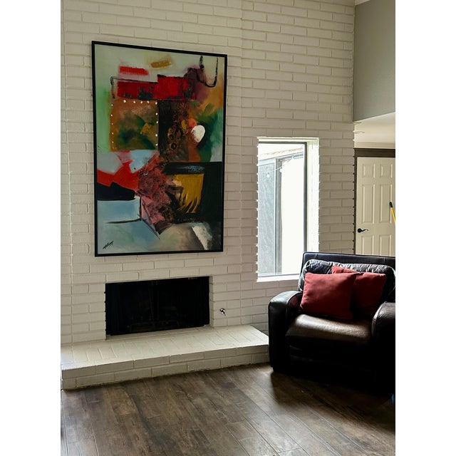 Mid-Century Modern 1970s Mid-Century Modern 48x60 Original Gunnar Erman Abstract Expressionist Painting For Sale - Image 3 of 15