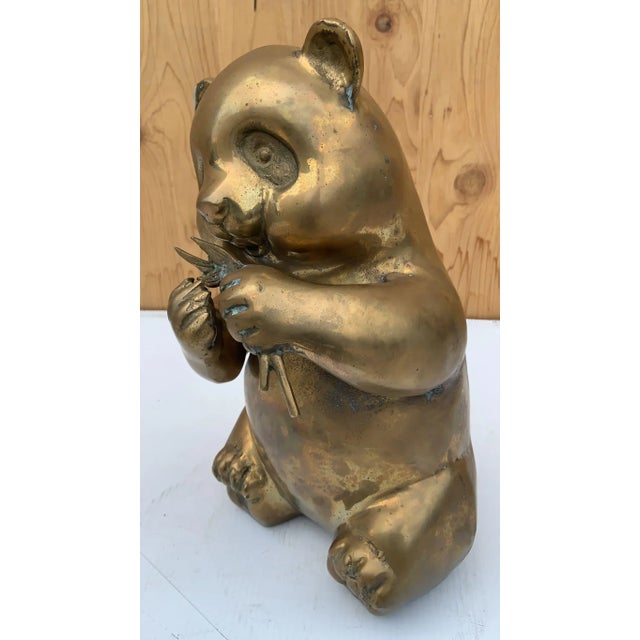 Mid-Century Modern Brass Panda Statue Figurine For Sale - Image 4 of 8