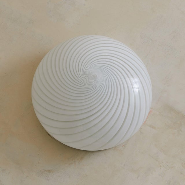 Modern 1970s Italian Swirled Murano Glass Flush Mount in the Manner of Vetri For Sale - Image 3 of 6