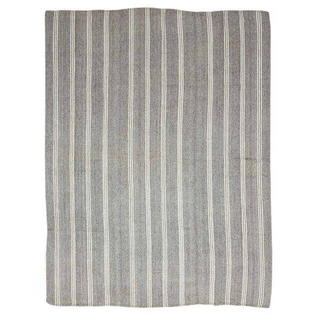 Textile Vintage Large White & Gray Kilim Rug For Sale - Image 7 of 7