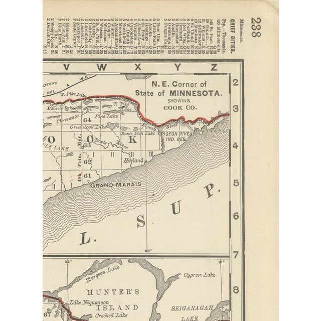 Paper Antique Map of Minnesota, The North Star State from Rand McNally, 1899 For Sale - Image 7 of 12