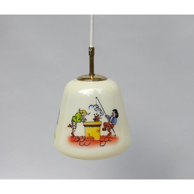 A rare, delicate ceiling light for a child's room, featuring three different motifs from the max & moritz stories by...