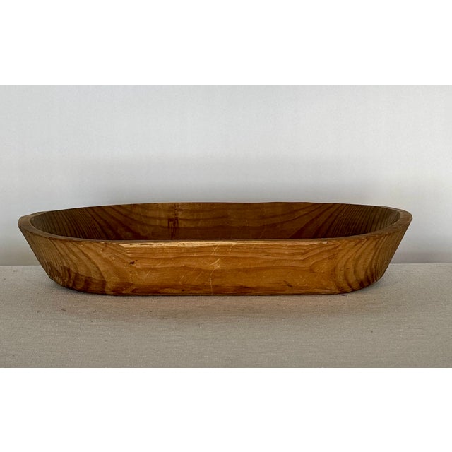 1900s Antique Hand Carved Oval Bowl For Sale - Image 4 of 5