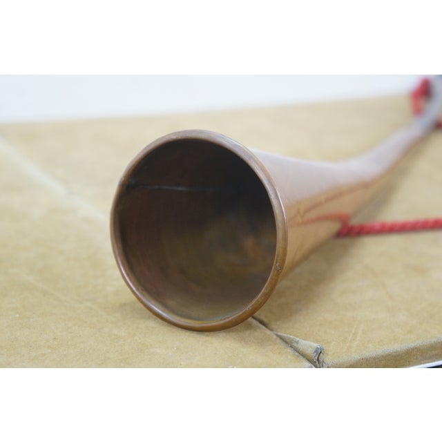 20thC English Brass & Copper Fox Hunting Coach Bugle Horn Trumpet 27" For Sale - Image 4 of 14