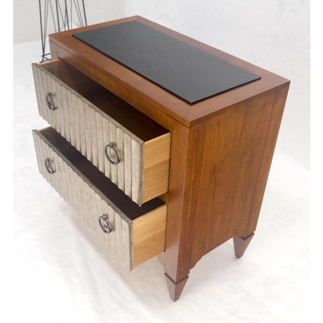 Baker Slate Top Silver Leaf Scallop Front Two Drawers Night Stand End Table MINT For Sale - Image 14 of 16