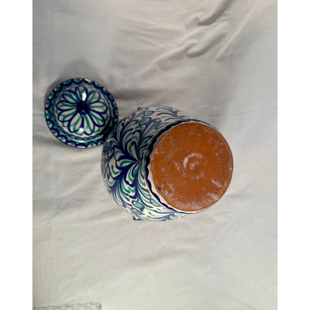 Blue Vintage, Fajalauza, Spanish, Ceramic Covered Jar, Granada For Sale - Image 8 of 9