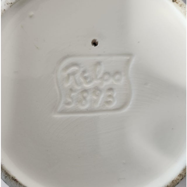Shabby Chic Vintage Mid-Century Relpo Ornate Embossed Footed Ceramic Planter Bowl - Style #5893 For Sale - Image 3 of 8