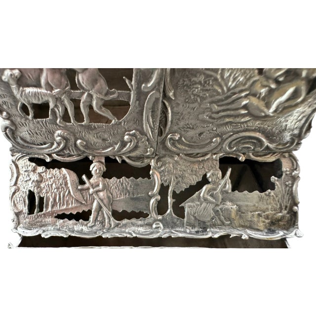 Metal The 1887 Hooikaas Silver Bureau: An Architectural Miniature in Repoussé For Sale - Image 7 of 17