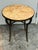 Design Plus Gallery presents a Bespoke Marble Top + Metal Side Table. A round marble top displays cream, amber, and rust-...