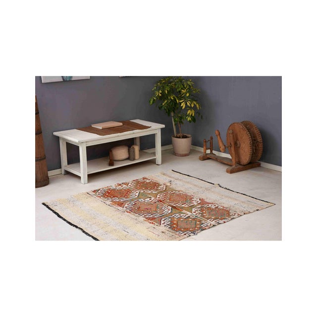 1960s Embroidered Decorative Kilim Rug - 4`9″ X 5`5″ Ft. For Sale - Image 5 of 6