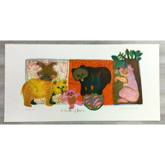 Mid 20th Century Mid Century Modern Unframed Sloth of Bears Judith Bledsoe Signed Litho For Sale - Image 5 of 5