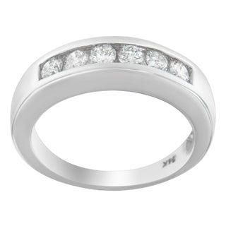 14K White Gold 3/4ct. TDW Diamond Channel Band Ring (H-I, I1-I2) For Sale