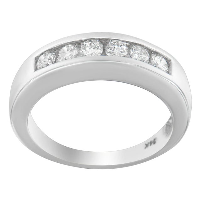 14K White Gold 3/4ct. TDW Diamond Channel Band Ring (H-I, I1-I2) For Sale