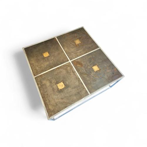 Brutalist Coffee Table in Metal and Copper with Steel Tops, 1980s For Sale - Image 4 of 9