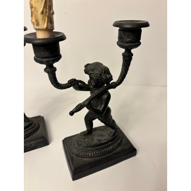 Pair of Maitland Smith Cherub Candle Operas For Sale In Kansas City - Image 6 of 11