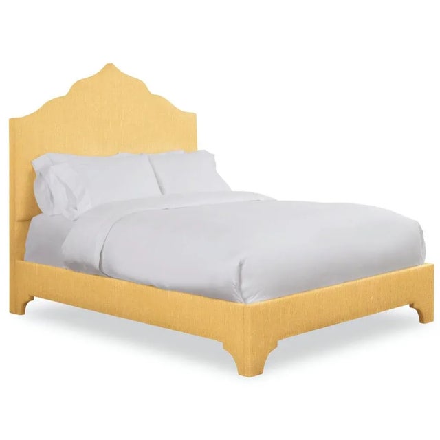 Modern Clementine California King Headboard, Mustard Linen For Sale - Image 3 of 5